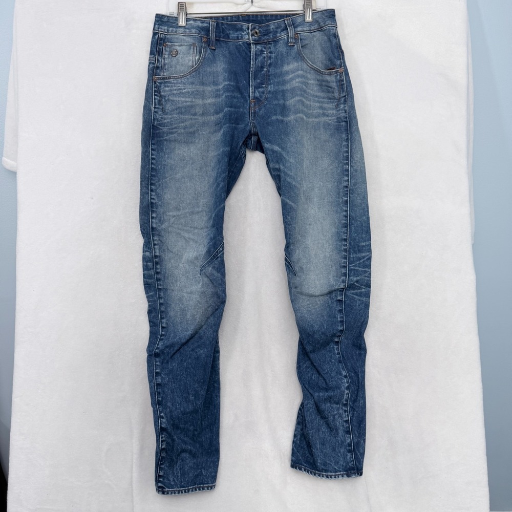 G Star Raw Jeans Mens 30x30 (31x29) Blue Arc 3D Slim Stretch Whisker Biker